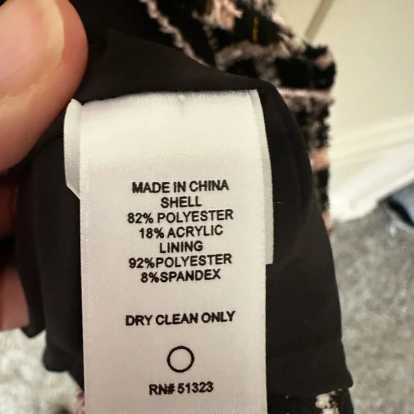 NWT-CeCe Black and Pink Long Sleeve Grid Tweed Frayed Blazer/Jacket Size‎ 6 - Picture 7 of 10